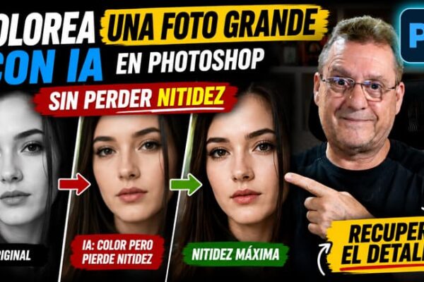 IA + Photoshop: Colorear fotos grandes sin perder calidad