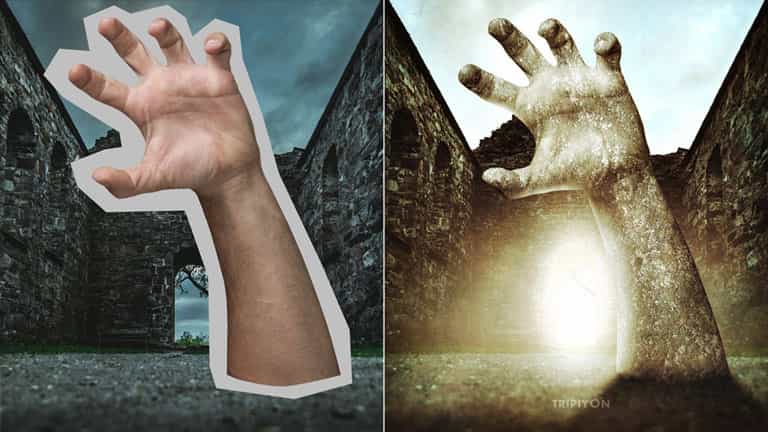 Convertir en piedra y efectos de iluminación con Photoshop